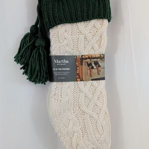 Martha Stewart Cream and Green Knit Stockings